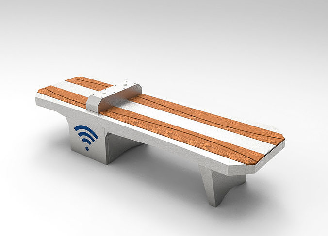 bench wi fi charger chair seat design public park airport stainless steel wood house outdoor 3D print model - Mito3D