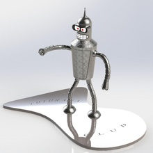 juerga rodríguez caso funda computadora música oscuridad metálico aislado acero vidriado robot cromo cuchillo botella ilustración juguetes juegos futurama fabrica 3d print model - Mito3D