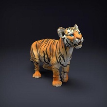 bengale tigre lionceau 3d impression animal prédateur chat créature réaliste compagnon dnd jungle forêt sculpture figurine figure miniature faune art sculptures 3d print model - Mito3D