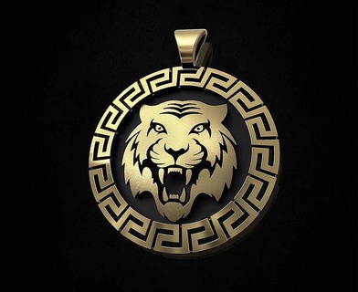 bengal tiger pendant 3d printable jewelry pendants gold silver platinum sterling women men relief jungle forest courage animal logo 3d print model - Mito3D