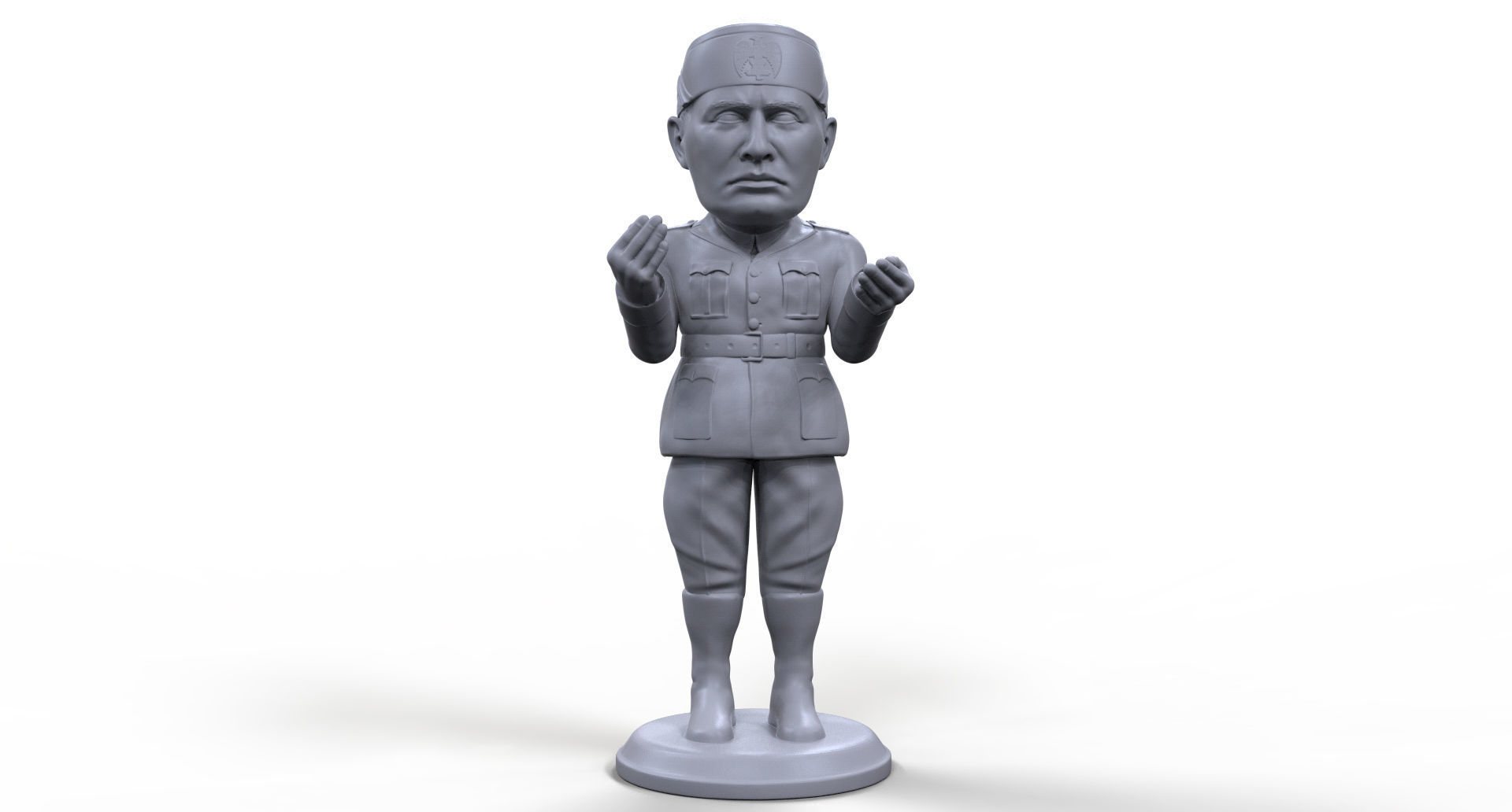 benito mussolini estilizado alto qualidade 3d imprimível miniatura arte figura escultura ww2 itália político brinquedos caricatura conduzir modelo jogos borda ai 3D print model - Mito3D