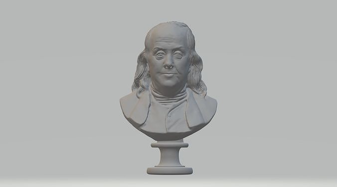 Bünyamin Franklin büst 3d model Vesika insanlar adam Devlet Başkanı Amerika Birleşik Devletleri heykel şekil baş Sanat 3dprint Yazdır cnc heykeller 3D print model - Mito3D