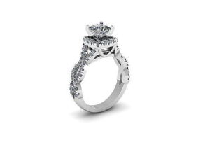 doblado cruzado compromiso anillo diamante dorado plata joyería joya anillos 3d print model - Mito3D
