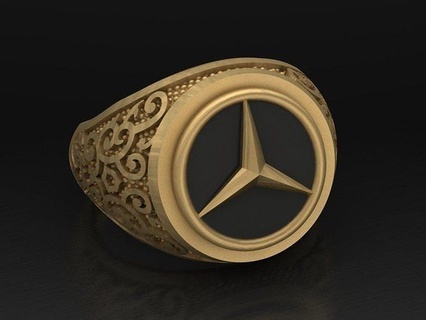 benz logo squillare simbolo donna uomo arte benzring BMW mano lusso anello menrings sigillo azienda gioielleria anelli 3d print model - Mito3D