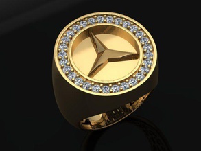 benz Herren-ring 01 keine Schmuck Auto Luxus gold Silber ring Mann rhino shayeste design diamond Runde matrix zbrush drucken bedruckbar ist Diamant-ring sterling mercedes-benz feamle Ringe 3d print model - Mito3D
