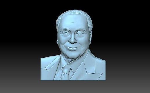 Berlusconi silvio politicien italien cnc pédant portrait tête soulagement art 3d print model - Mito3D