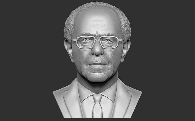 bernie sanders bust 3d printing ready stl obj formats alexandria ocasio cortez democratic democrats politics politician kamala harris joe biden jill president obama clinton trump donald famous art sculptures 3D print model - Mito3D