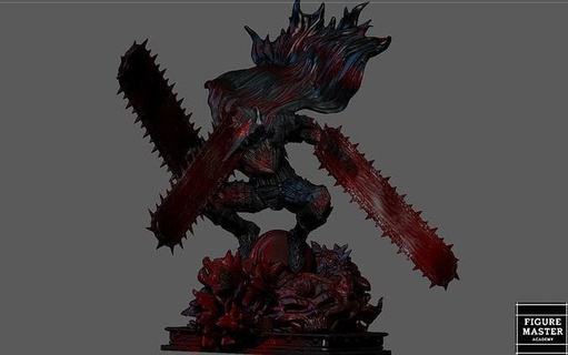fou furieux tronçonneuse cran fantaisie anime épée personnage 39 homme 3d impression modèle art sculptures 3d print model - Mito3D