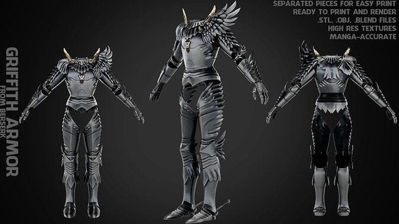 berserk griffith armor cosplay griffith helmet berserk manga anime guts cosplay cosplayer armor miniatures character silver wing falcon light art scans replicas scans replicas  3d print model - Mito3D