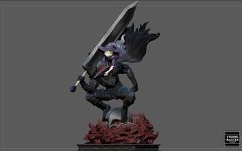 berserk guts scierke fantasy anime sword character art sculptures schierke 3d print model - Mito3D