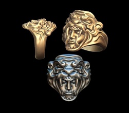 berserk ring tiger man jewelry jewel silver gold print printable woman face animal rings 3d print model - Mito3D