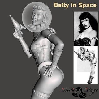 betty space pinup sparx retro bettie page marvel pin bombshell female woman girl pose art sculptures 3d print model - Mito3D