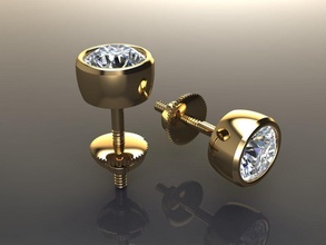 bezel basket 4mm50 earring stone gem bakset diamond stud jewelry trends fashion luxury printable engagement platinum jewel brilliant sterling charm earrings 3d print model - Mito3D
