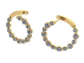 bezel earrings diamond golden silver jewelry 3d print model - Mito3D