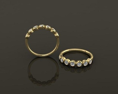 bezel half infinity diamond band ring 2mm50 size 7 jewelry 2mm mix style fashion trend dainty narrow women rings 3d print model - Mito3D