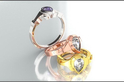 bezel set pear ring - us sizes 4-13 half ringset ringpack pearstone teardrop jewelry jewellery readytoprint diamond gold silver gem peargem 3djewelry jewelrydesign ringdesign rings 3d print model - Mito3D
