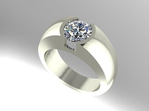 bisel engastado de solitario la joyería anillo el diamante compromiso imprimible los anillos 3d print model - Mito3D