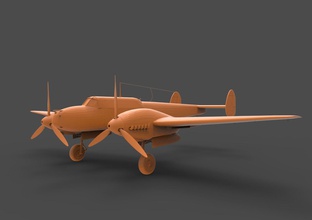 bf110f orange airplane propellers german fighter night intruder messerschmitt bomber ww2 military world war two bf 110 luftwaffe aircraft 3d model v ray games toys 3d print model - Mito3D