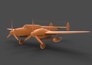 bf110g2 laranja hélice avião alemão lutador intruso messerschmitt bombardeiro ww2 militares mundo guerra bf 110 luftwaffe aeronave 3d modelo v raio jogos brinquedos 3d print model - Mito3D