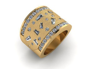 bib ring different diamonds shape jewelry gold wedding rings 3d print model - Mito3D