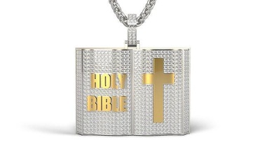 Bible pendentif or imprimable argent bijoux pendentifs cadeau heureux mode beauté glace art colliers livre 3d print model - Mito3D