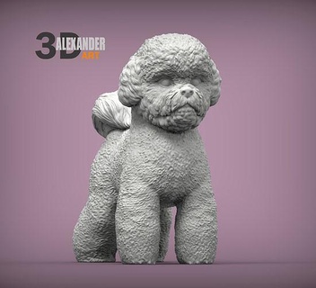 bichón friso perro naturaleza mamífero animal mascota escultura estatuilla recuerdo presente 3d impresión modelo esculpir esculturas imprimible Arte 3d print model - Mito3D