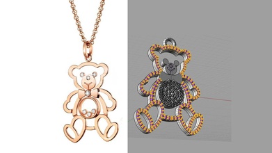 big bear diamond animal grizzly gold jewelry pendants 3d print model - Mito3D