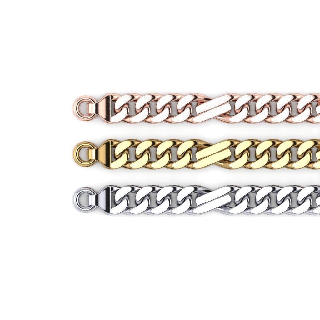 grande braccialetto 1 catena argento stampabile metallico sicurezza isolato ferro desktop engagement zaffiro bianca gioielleria oro diamante fidanzamento cad braccialetti 3D print model - Mito3D