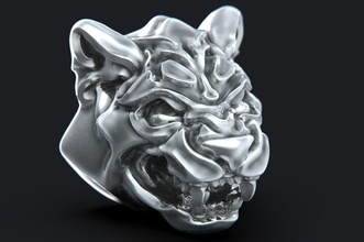 grande gato cabeza aldaba panter pantera panthera tigre león leopardo rata puma anillo pulsera corchete apretón encargarse joyería joya 3d print model - Mito3D