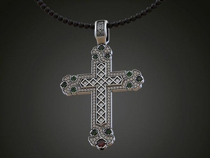 big cross gems jewelry diamonds orthodox christ religion church symbol christian religiou object jesu jewel pendants 3d print model - Mito3D