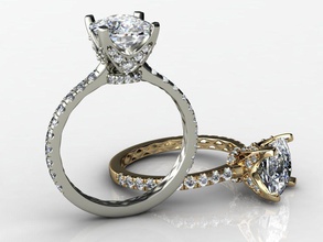 gran cojín anillo de diamantes la joyería el diamante moda brillante oro imprimible y belleza ruby los anillos 3d print model - Mito3D