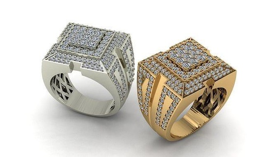 gros diamant bague bijoux argent mode anneaux 3d print model - Mito3D