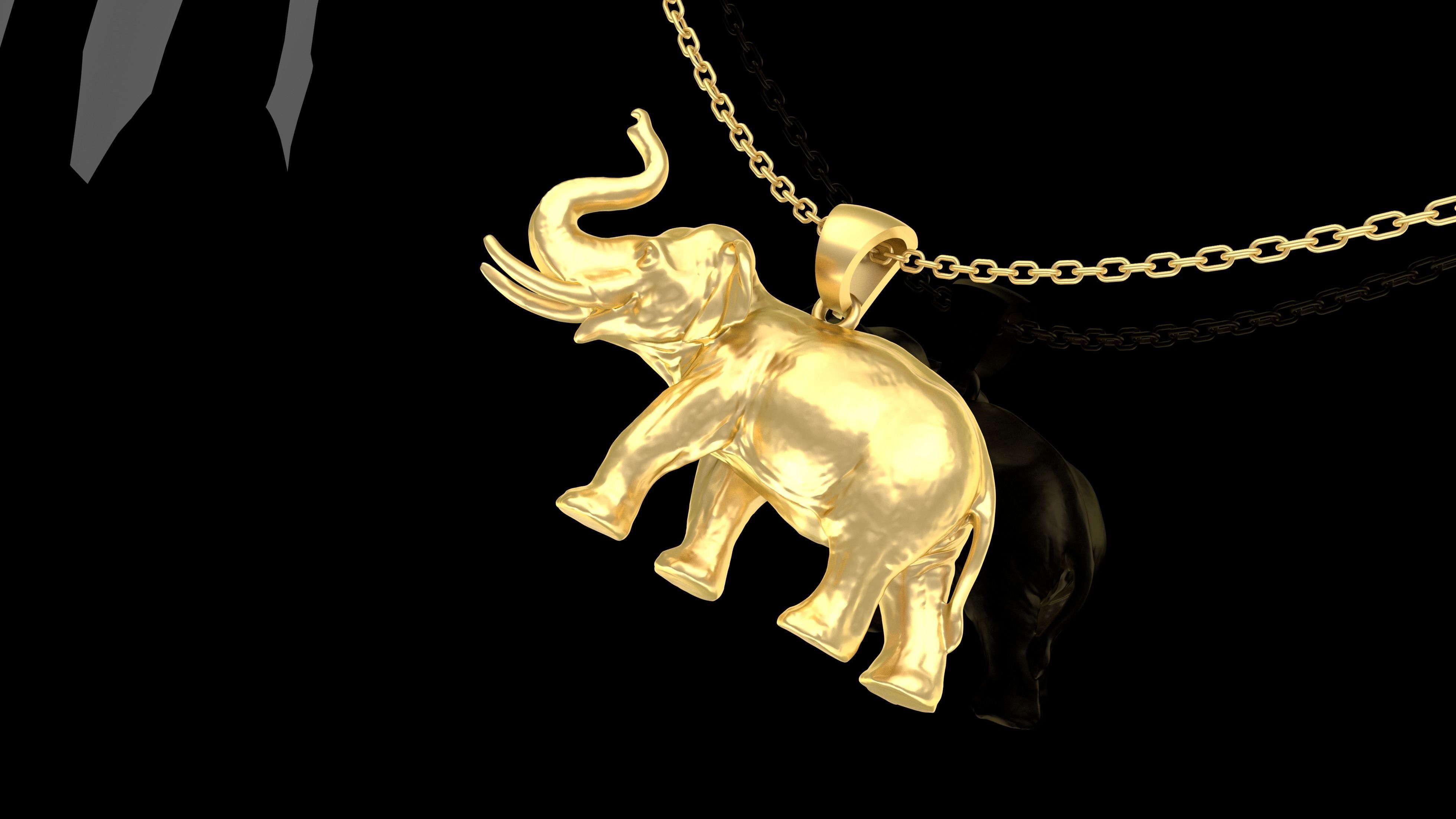 big elephant pendant jewelry gold silver diamond jewellery printable white brilliant animal fashion beauty ring sapphire brillant necklace gem diamant pendants 3D print model - Mito3D