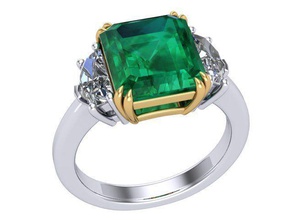 big emerald ring dimaond golden silver jewelry rings 3d print model - Mito3D