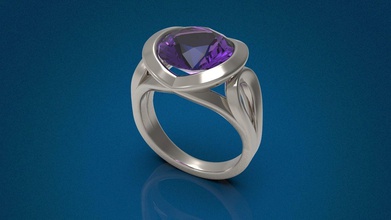 grande gemma anello in 3d il modello di stampa gioielli fidanzamento stampabile argento vimini massiccia pesante lunetta lusso brillante diamanti disco platino oro Stampa bobina arricciati anelli 3d print model - Mito3D