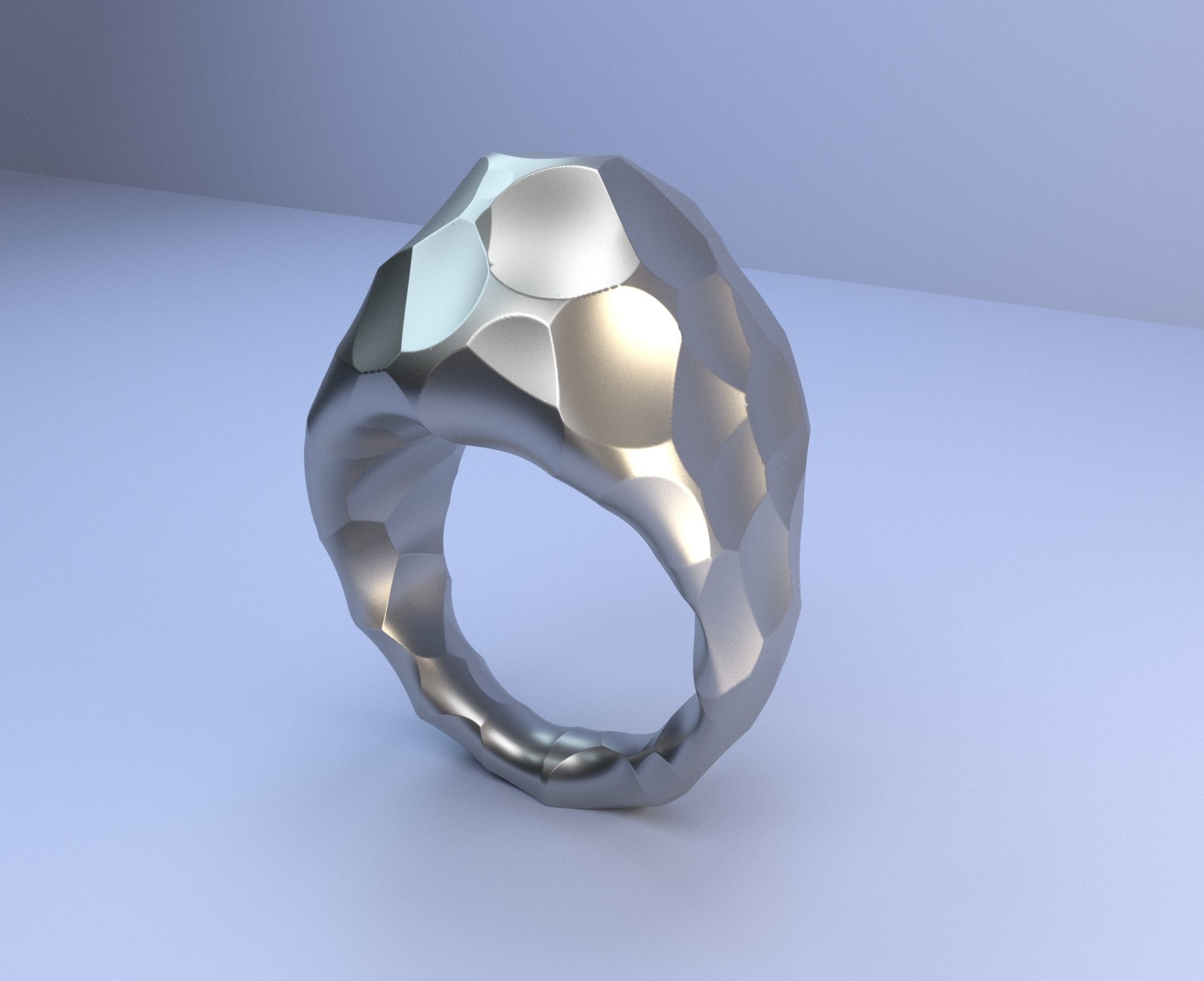 big hammered ring jewelry heavy rings 3D print model - Mito3D