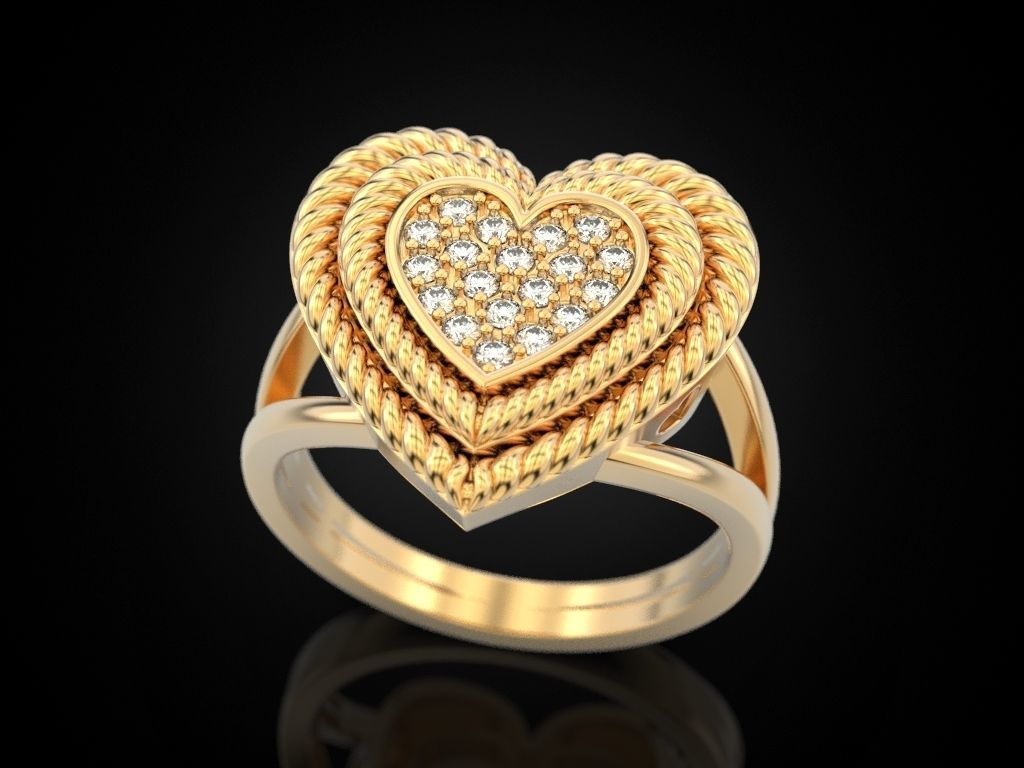 big heart ring jewelry print 3dprinted jewellery printable rings design jewel golden fashion printabl printing gold other prototyping silver wedding 3D print model - Mito3D
