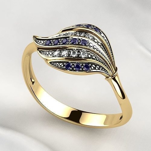 grande hoja oro anillo joya rinoceronte rodio enchapado 3dprint impresión diamante boda compromiso brillante zafiro esmeralda citrino flor follaje hojas joyería anillos 3D print model - Mito3D