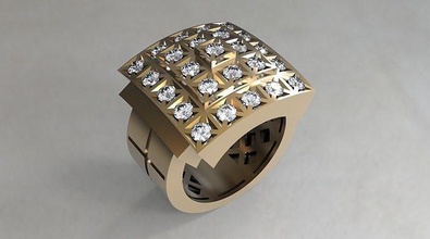 grande uomini squillare diamanti gioielleria oro piazza moda arte attività commerciale zaffiro rubino argento gioiello platino gemma diamante brillante 3d print model - Mito3D