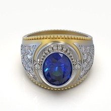grande multigema anillo gemas oval piedra preciosa corte redondo joya imprimible plata oro joyería diamante brillante zafiro anillos 3d print model - Mito3D