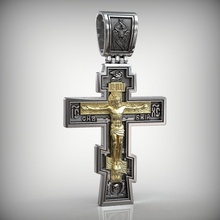 orthodox Kreuz Gebet Auferstehung druckbar Skulptur krest Jesus Silber Sterling silber Gold 925 Juwel Schmuck Christian Kreuzigung Anhänger 3d print model - Mito3D