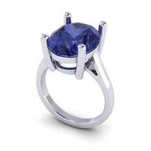 big oval single stone solitaire tanzanite jewelry printable ring fashion platinum rings 3d print model - Mito3D