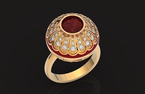 grande anillo esmalte piedras 518 original clásico noche elegante moda agraciado oro joyería joya diamante Boda 3d creativo anillos 3d print model - Mito3D