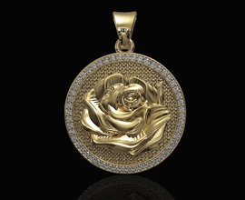 big rose pendant 3d printable stl jewelry pendants gold silver platinum sterling gemstones fashion brilliant women stylish jewel flower love valentine 3d print model - Mito3D