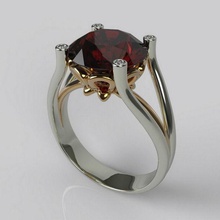 grande rubi pedra redonda de anel jóias ouro ruby diamante partes anéis 3d print model - Mito3D