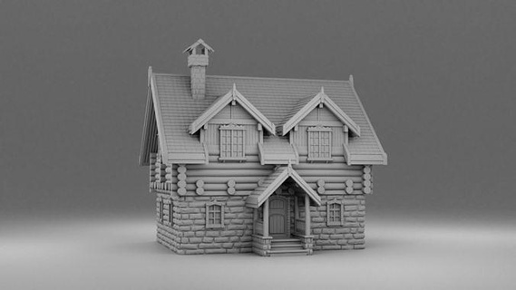 big russian house architecture exterior building street wood slavic carved 3d stone 3d print model - Mito3D