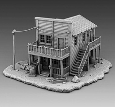 big shop house wild west wildwest exterior interior building ruin village 3dprinting 3d 3dmodels printing games toys 3d print model - Mito3D