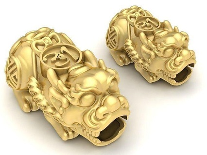 big small lucky charm pixiu 3737 jewelry fashion accessories gold diamond new design fengshui 3d print model - Mito3D