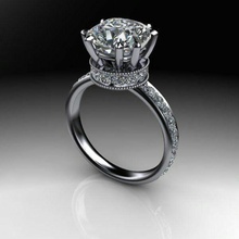 Solitär Ring Juwel Engagement Hochzeit Schmuck Diamant Silber engagem Gold Mode Sterling Weiß brillant Saphir Schönheit Ringe Ohrringe 3d print model - Mito3D