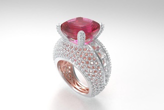 big stone pave ring jewelry gem luxury shining printable gift precious brilliant diamond gold fashion beauty jewel sapphire ruby rings 3d print model - Mito3D